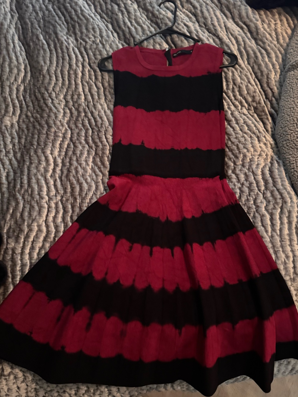 Karen Millen Red and Black Striped Mini Dress